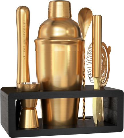 Cocktail Shaker Set: Bartender Kit Bar Mixology Cocktail Bar Set Plus E-Book with 30 Recipes (Antique Gold)