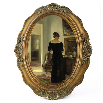 Vintage Picture Frames 5x7 Oval Picture Frame Tabletop and Wall Mount Antique Photo Frame with High Definition Glass