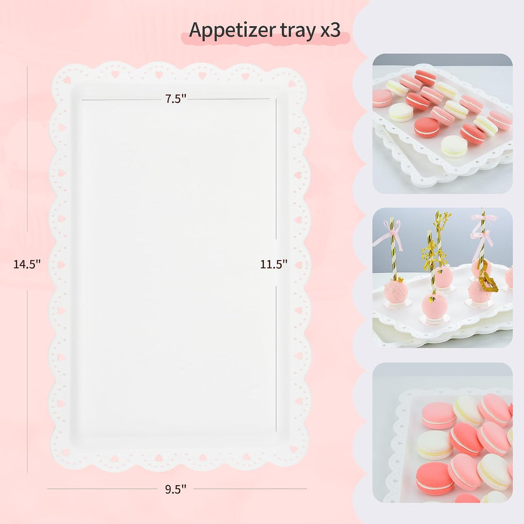 Cake Stand Set of Cupcake Stand, Tray & Table Cloth (White) - Set of 11