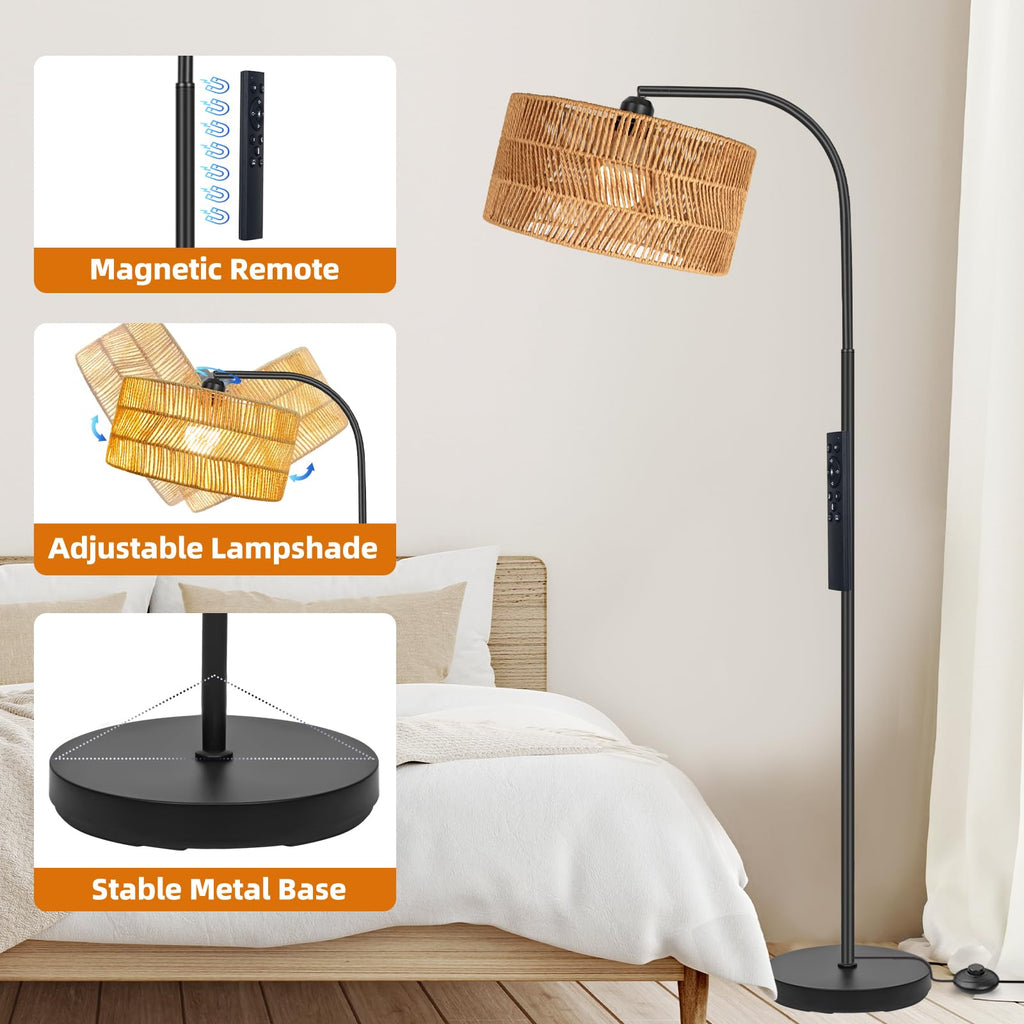 Boho Floor Lamp with Remote Control