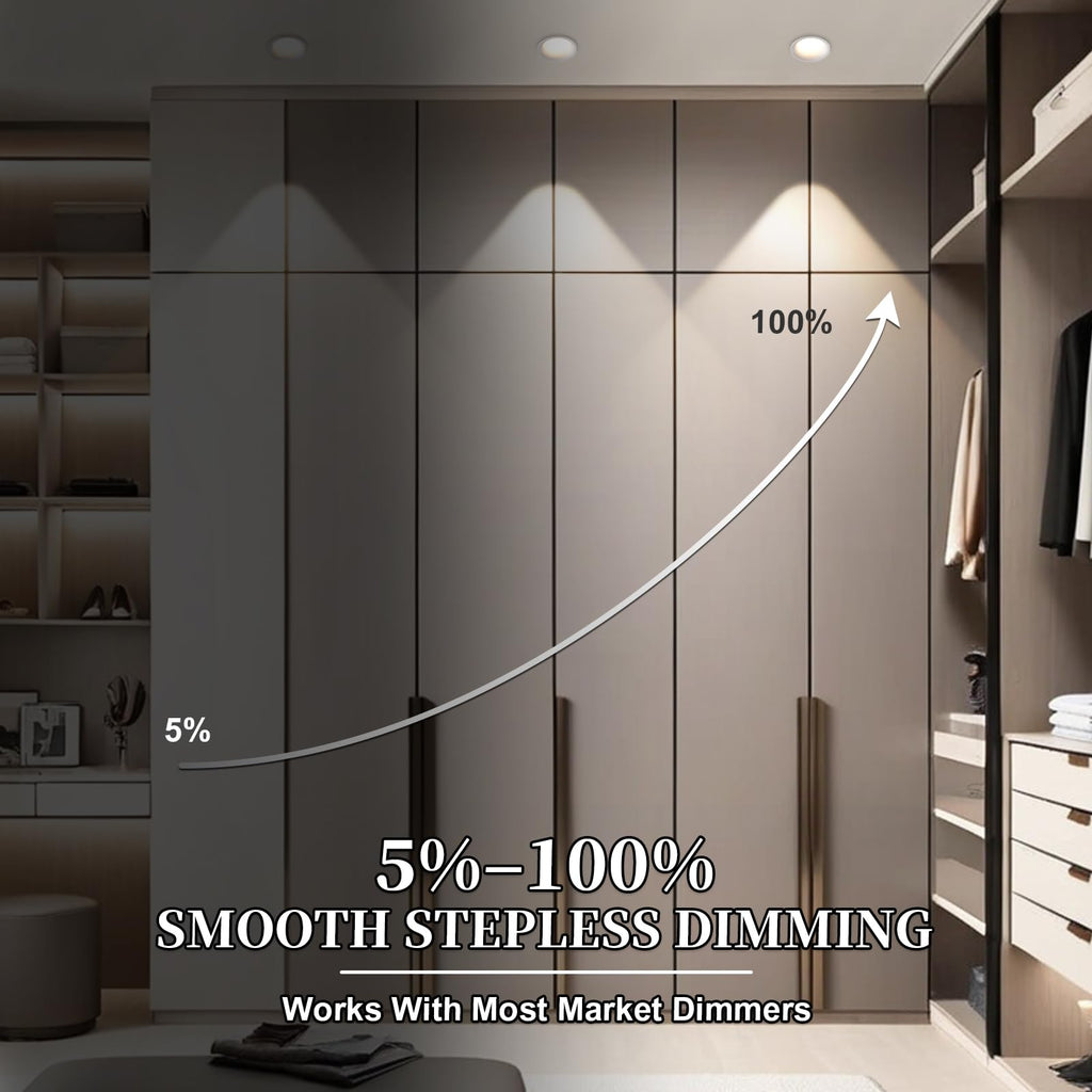 3 Inch LED Recessed Lights, Dimmable, 3CCT, CRI98, Trimless Ceiling Light