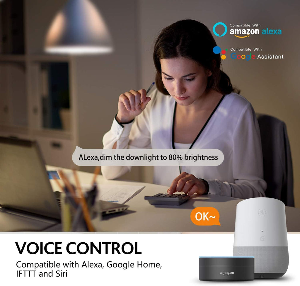 Smart WiFi Bluetooth LED Light Bulbs A19 RGBWW Dimmable Color Changing 800LM 16 Million Colors Music Sync Compatible