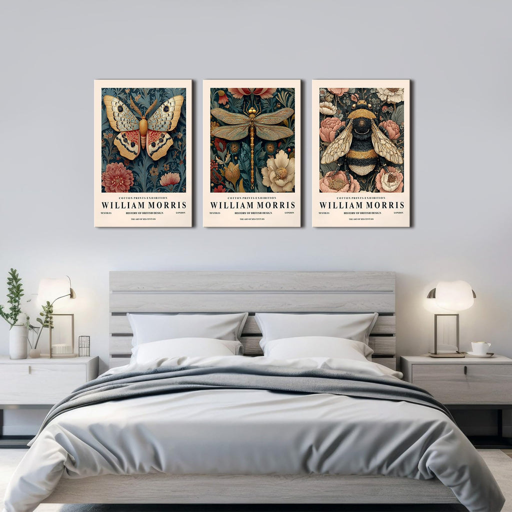 William Morris Wall Art Nature Botanical Poster for Mid Century Bee Victorian Canvas Wall Prints Academia Flowers