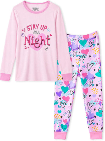 Girl Pajamas Viscose Long Sleeve Sleepwear Snug-Fit Kids Pjs Clothes