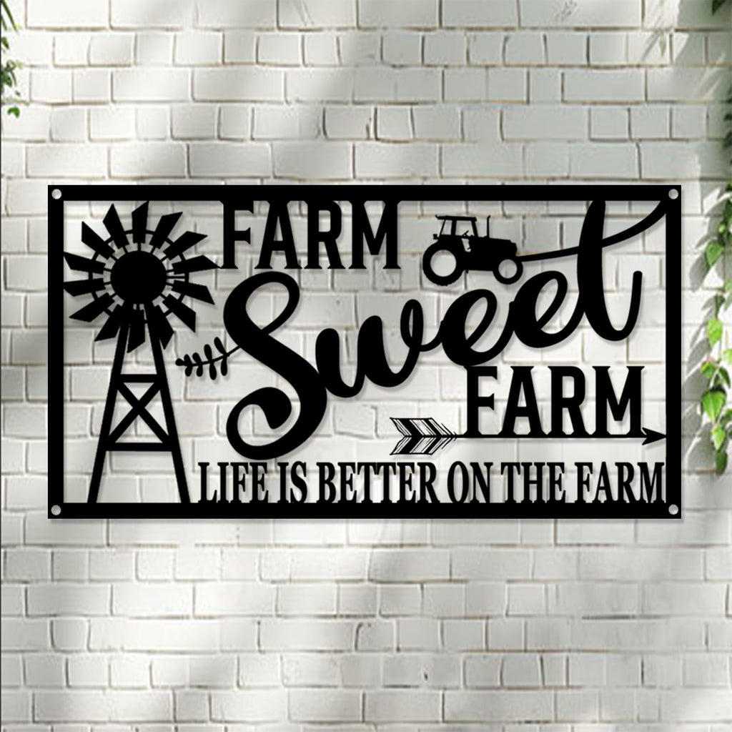 Metal Name Sign & Wall Art - Life Is Better On The Farm | Farmhouse Décor & Perfect Birthday/Christmas Gift For