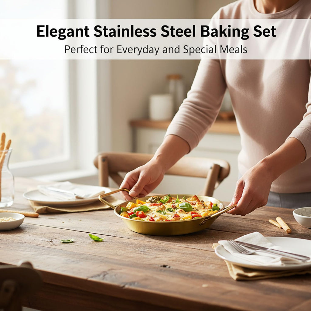 Pie pans Quirche Dishes Stainless Steel Set of 4, Specialty Gratins Pots and Pans Cookware, Au Gratin Baking Dish
