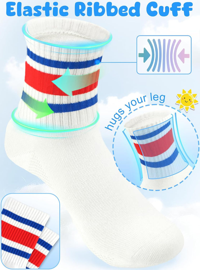 Boys Socks Athletic Crew Cotton Seamless Toes Breathable Pack