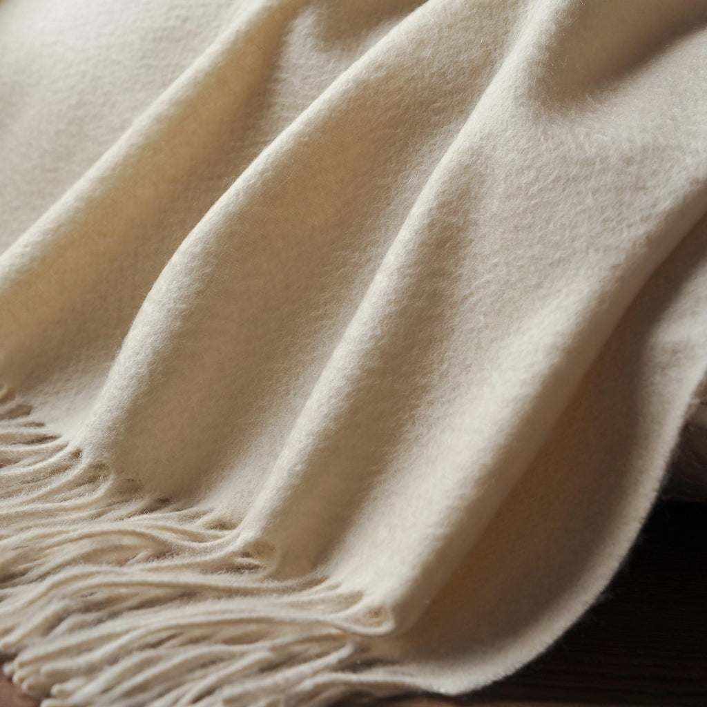 100% Pure Cashmere Throw Blanket for Sofa, Whisper White