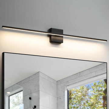 Bathroom Vanity Light Fixtures Over Mirror - 39 Inch Matte Black Vanity Lights 28W 3500K Dimming LED Vanity Light Bar
