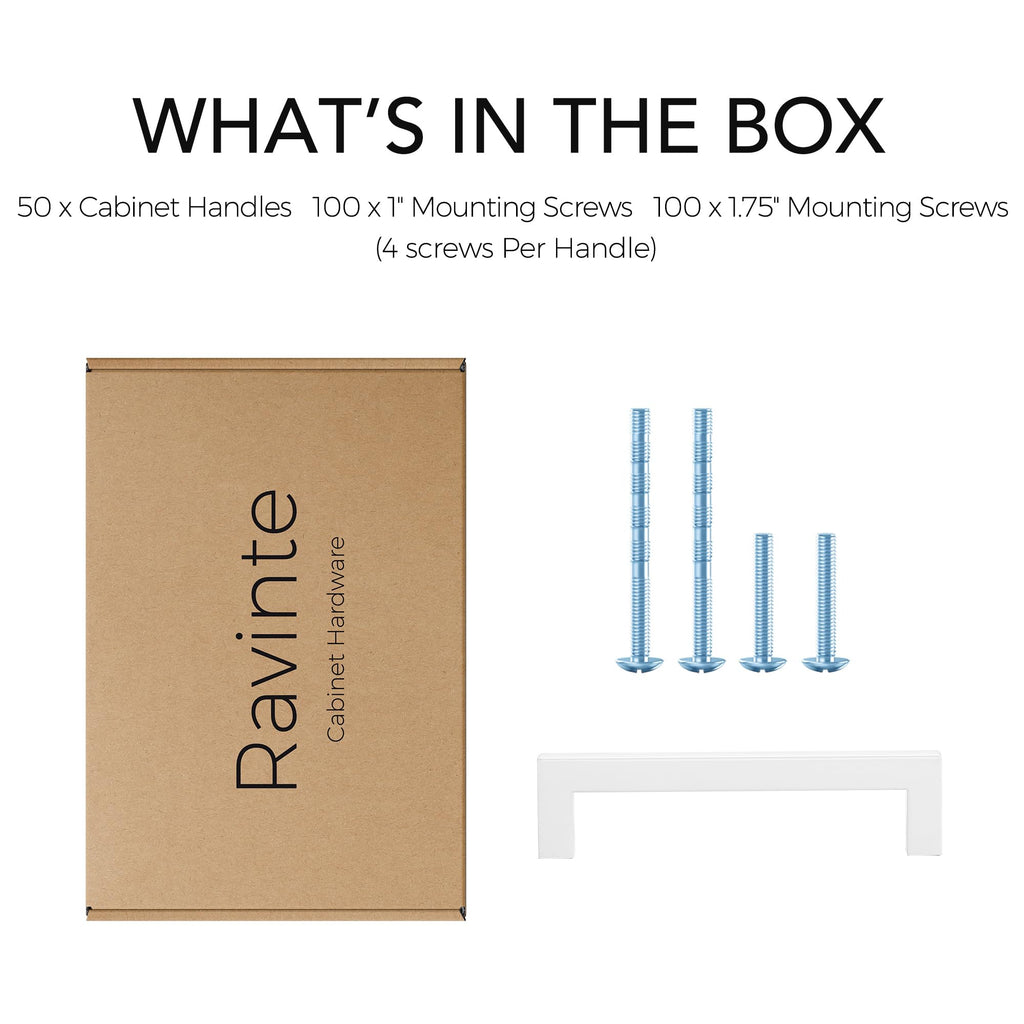 White Square Cabinet Handles Drawer Pulls,5 Inch,50 Pack