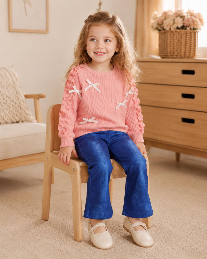Baby Girl Clothes Pink 3D Bow Sweatshirt Pants Outfits
