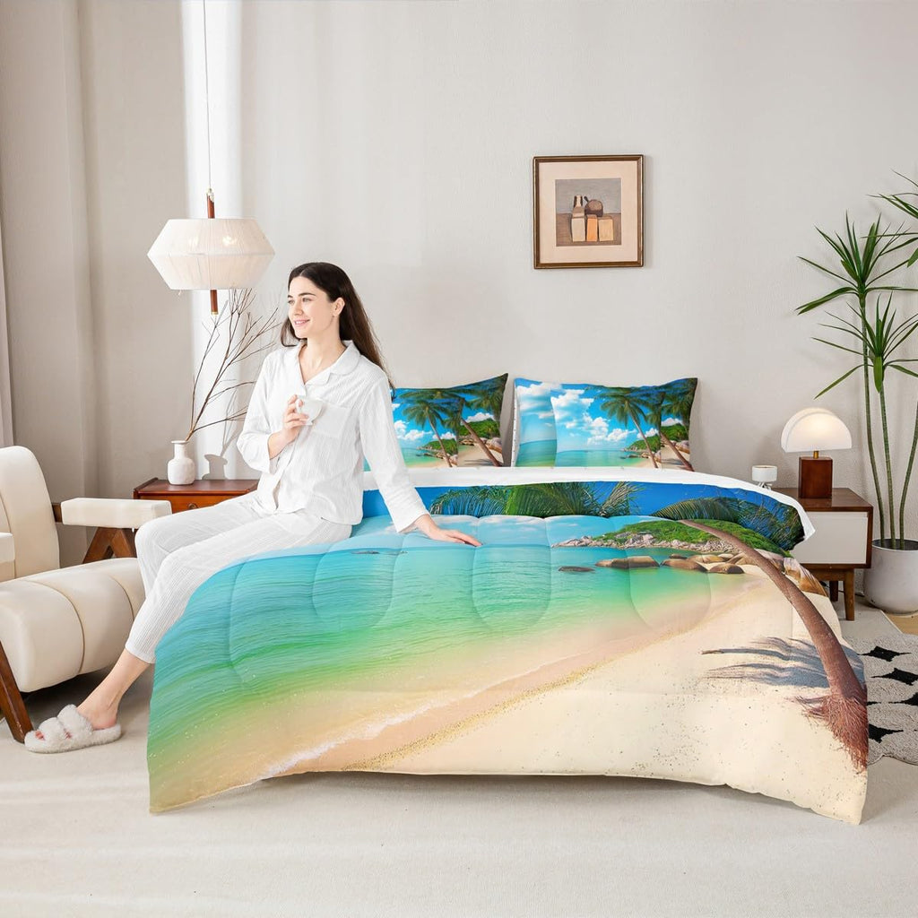 Ocean Beach Comforter Set, Palm Trees 7-Piece