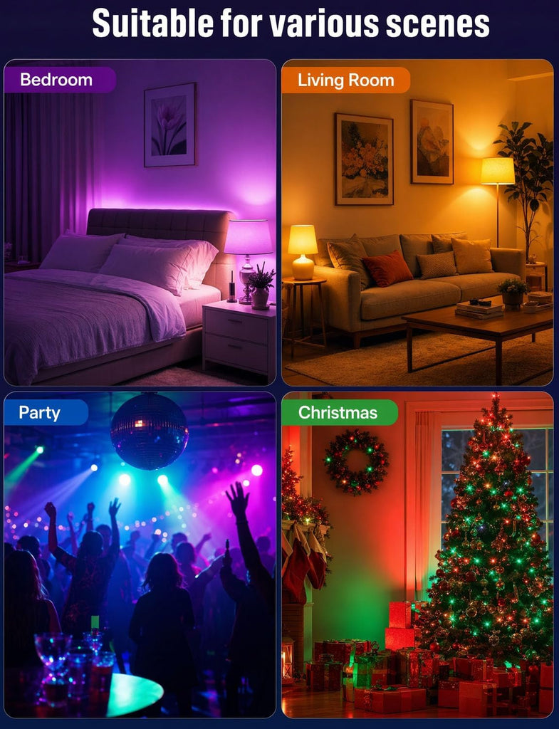 E12 LED Light Bulbs (40w Equivalent) 5W, Color Changing RGB, A15 Small Base Candelabra Round Light Bulb, Candle Base