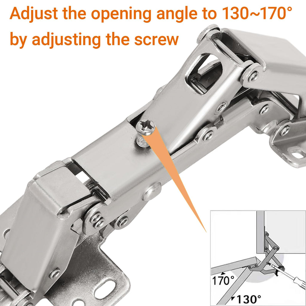 1 Pair 175 Degree Frameless Soft Close Cabinet Hinges, Heavy Duty Hidden Hydraulic Lazy Susan Hinges Concealed for