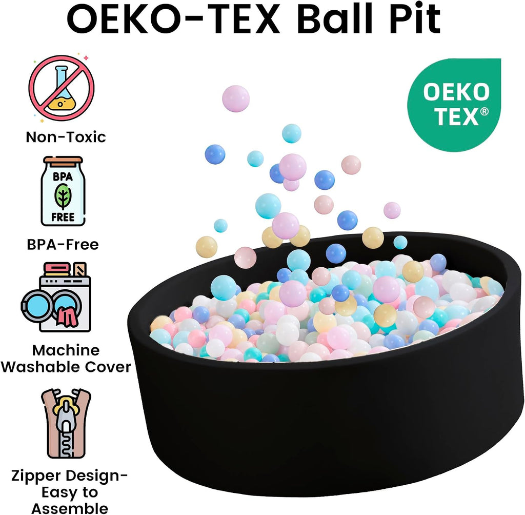 Ball Pit for Toddlers 35.43''x11.81 Baby Ball Pits Soft Memory Foam Ball Pit Round Kids Ball Pit Indoor Game Kids