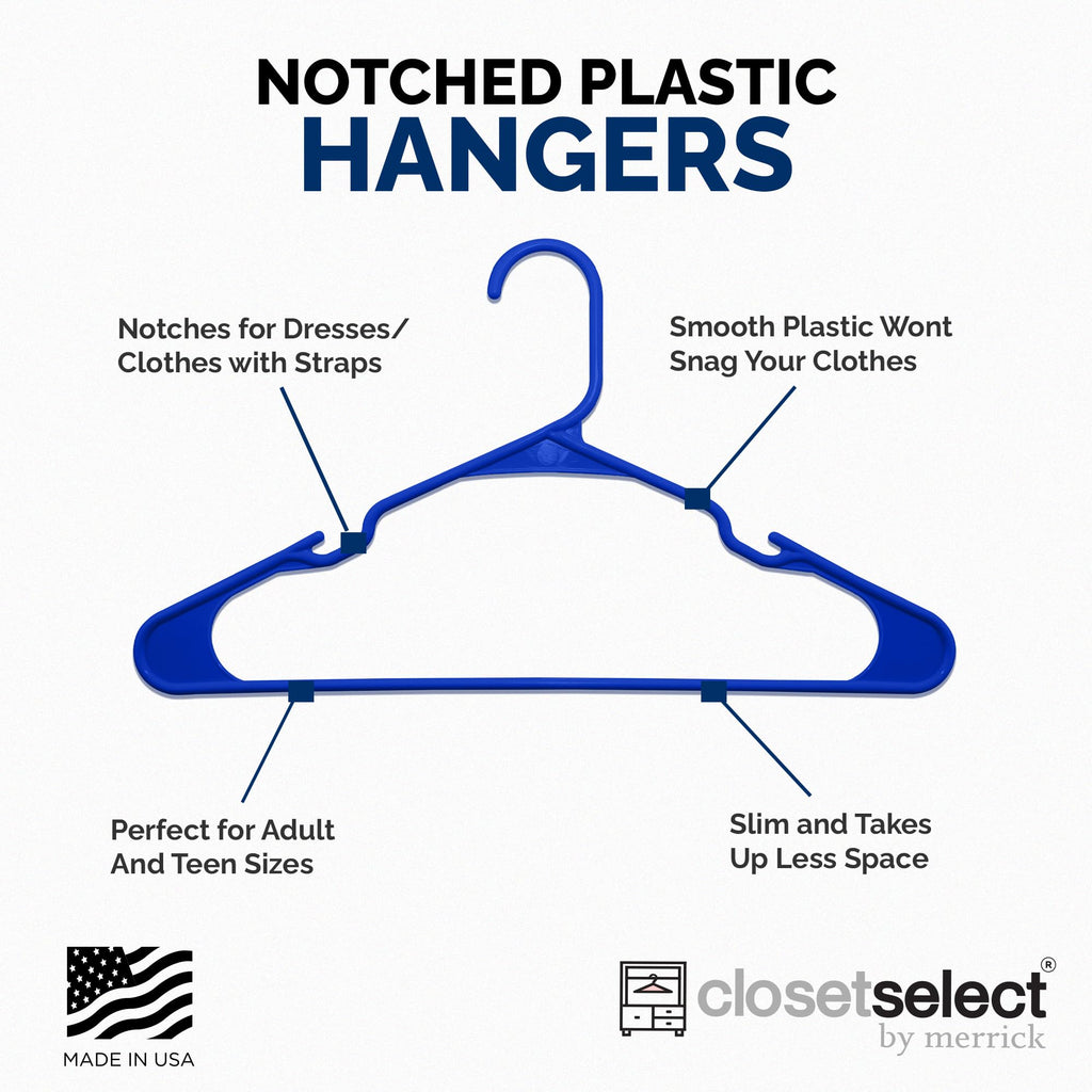 Plastic Hangers 50 Pack - Space Saving Clothes Hangers, Made in USA, Durable & Strong Plastic Shirt & Coat Hanger