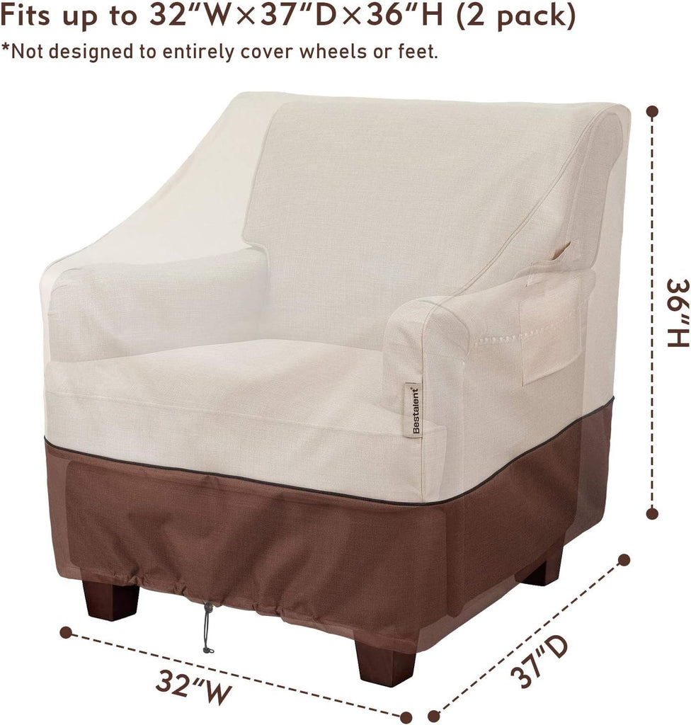 Patio Furniture Chair Cover Waterproof,32"W x 37"D x 36"H, 2Pack | Outdoor Furniture Covers,Heavy Duty, 600D Oxford