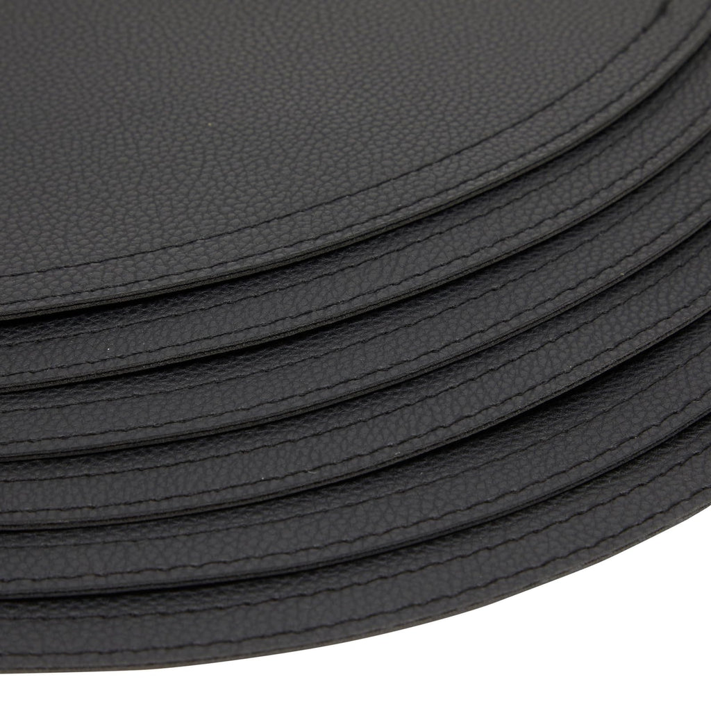 Round Vegan Leather Table Placemats & Coasters - Waterproof & Heat-Resistant Dining Table Decor - Easy Wipe-Clean