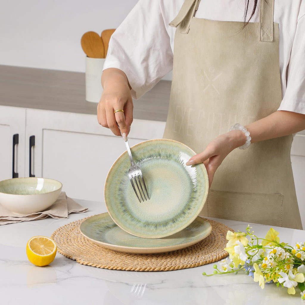 Ceramic Dinnerware Sets for 6, 24 Pcs Plates and Bowls Sets