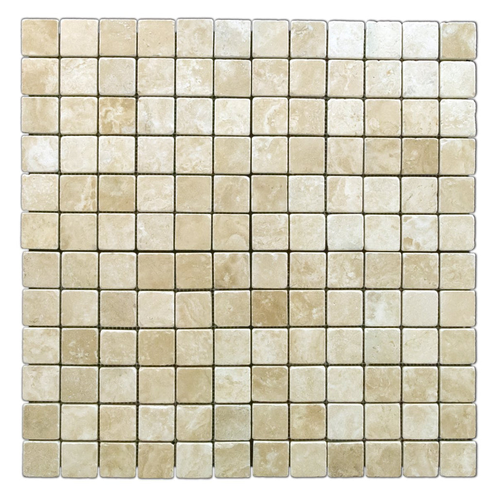 Durango Cream 2 X 2 Tumbled Travertine Mosaic Tile - Box of 5 sq. ft.