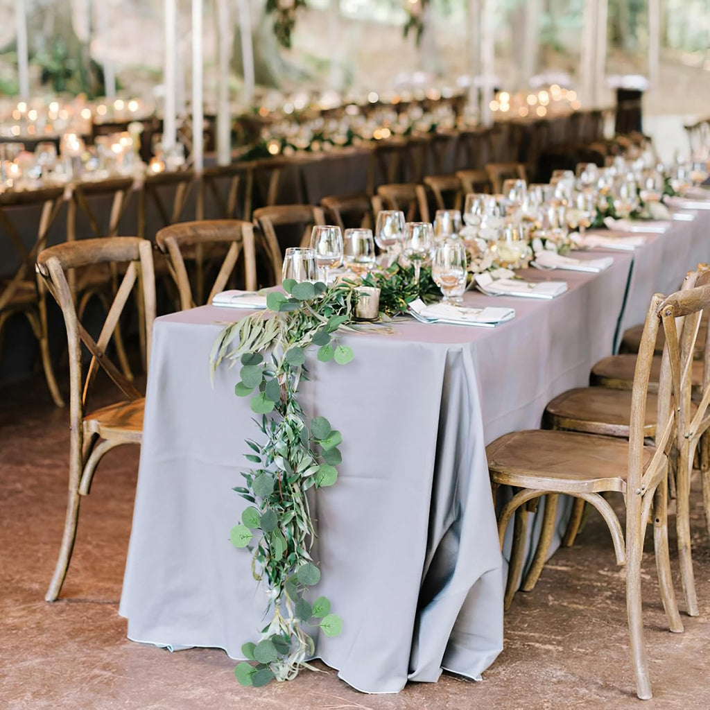 Eucalyptus Garland,Artificial Eucalyptus Leaves Table Greenery Garland Wreath Vines for Wedding Party Table - Set of 72