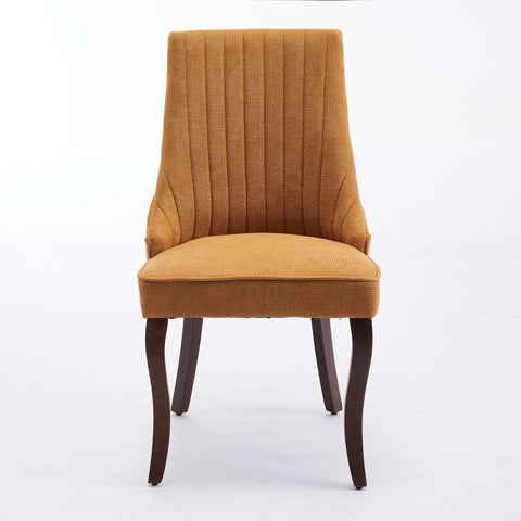 Set of 2 Upholstered Dining Chairs with High Backrest, Velvet Fabric Accent Kitchen Chairs