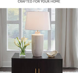 Signature Design by Ashley Cylener Vintage Ceramic Table Lamp with 3-Way Switch, White & Beige