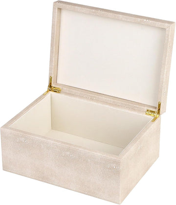 Faux Leather Decorative Box, Large Wooden Structure Keepsake Box Accessory Organizer Jewelry Organizer with Hinged