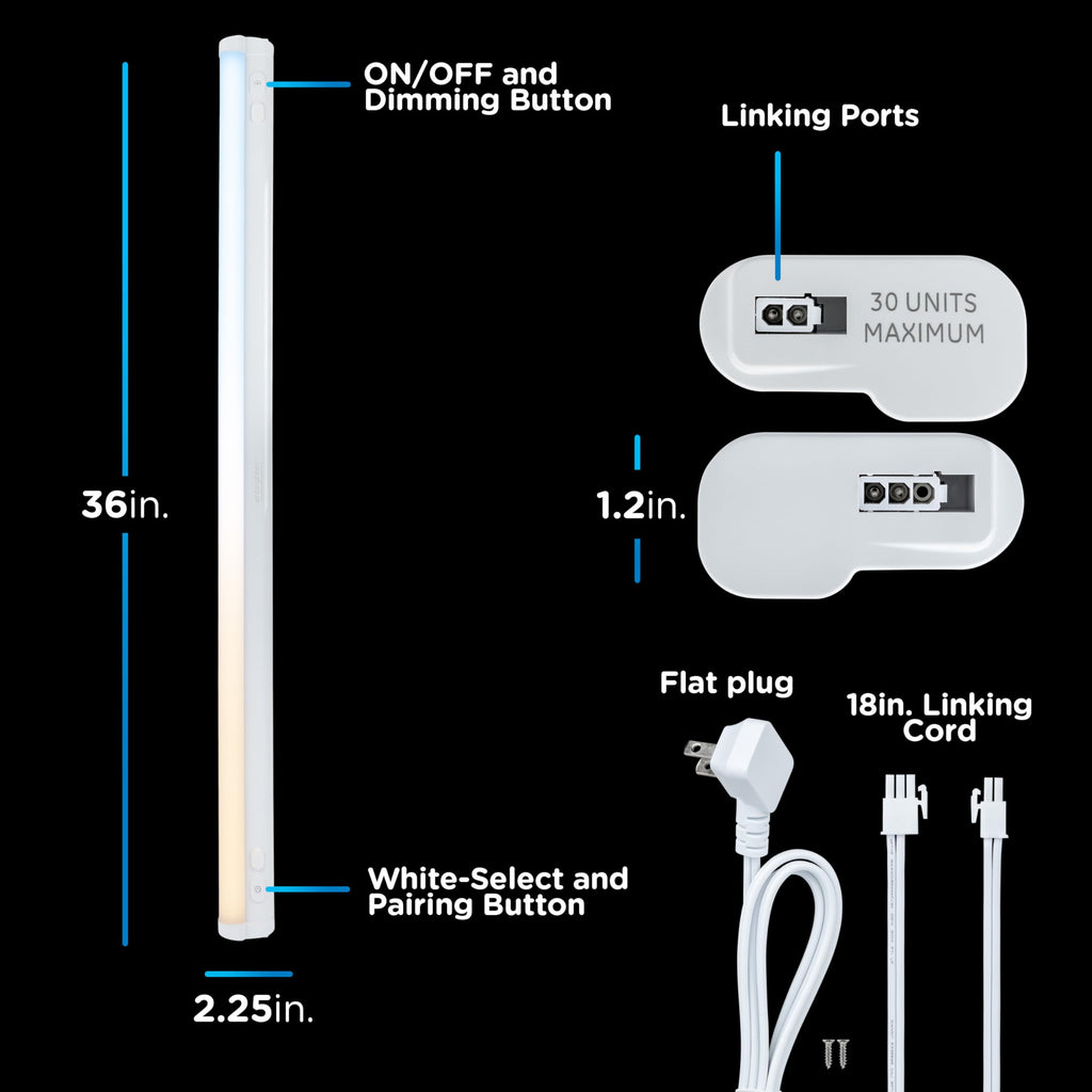 36 Inch Plug in Under Cabinet Light with 5 Color Temperatures