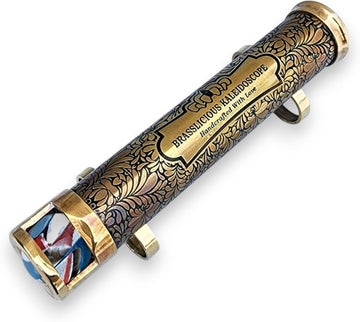 Handcrafted Brass Kaleidoscope for Adults - Vintage Optical Mirror with Rotating Marble Chamber