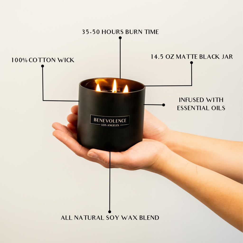 Premium Black Berries Large 3-Wick Scented Candle - 45-Hour Burn - Luxury Natural Soy Candle - Aromatherapy & Room