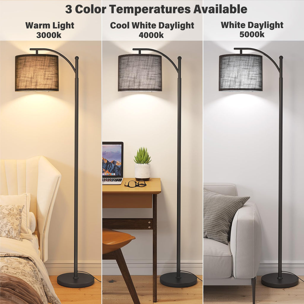 Arc Floor Lamp, Modern Floor Lamp with 3 Color Temperatures Bulb