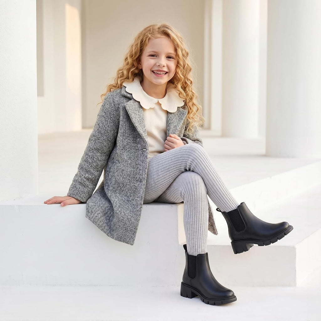 Girls Ankle Boots Kids Chunky Chelsea Booties