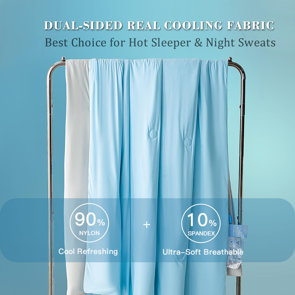 Cooling Blanket Comforter King Size Bed, Blue and Gray
