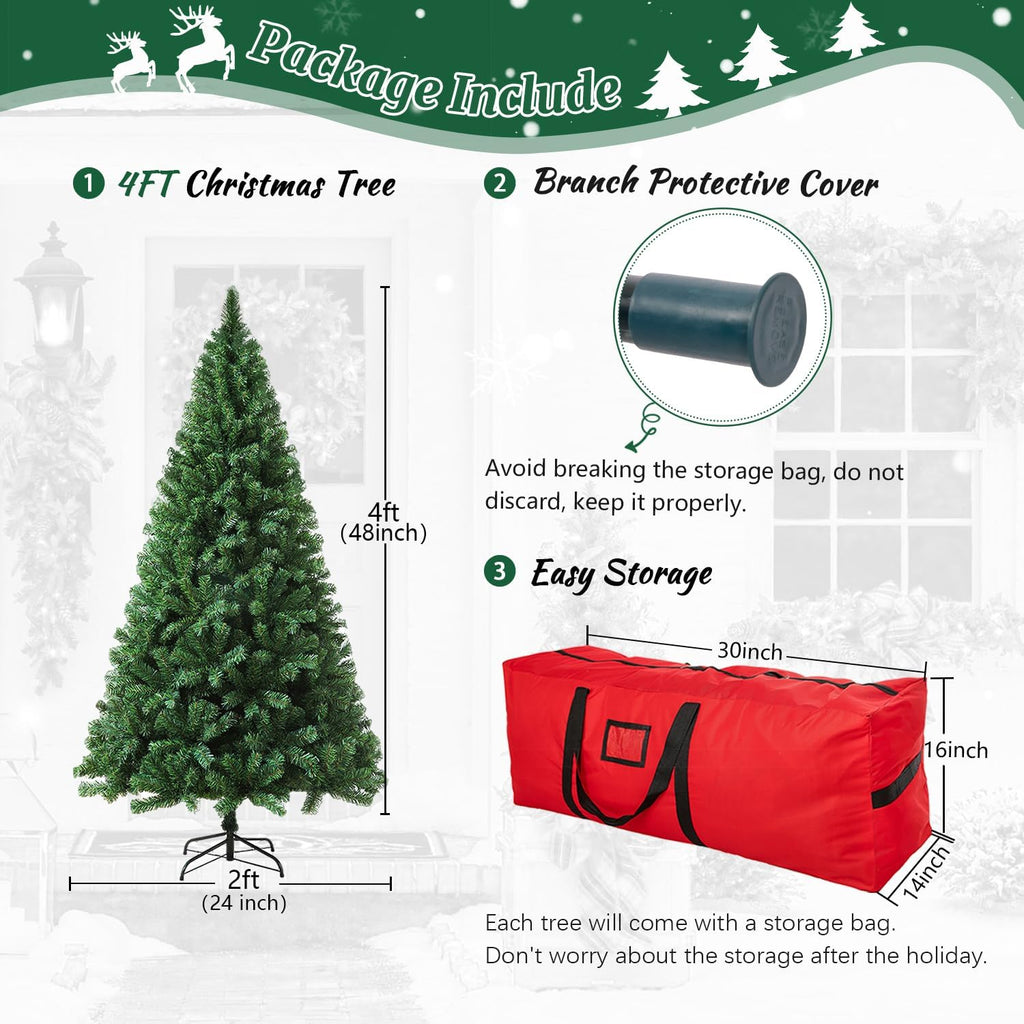 4ft Green Artificial Christmas Tree,Arbol de Navidad Small Fake Xmas Tree