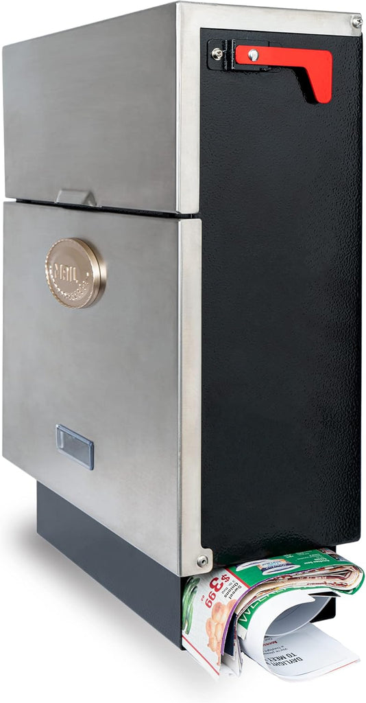 Stainless Steel Mailbox for Walls, Heavy Duty Wall Mounted Mailbox with Newspaper Holder