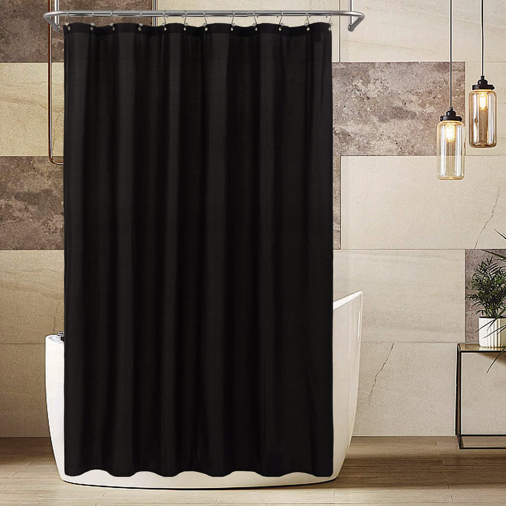 Extra Long Waterproof Fabric Shower Curtain Liner Black 72x84