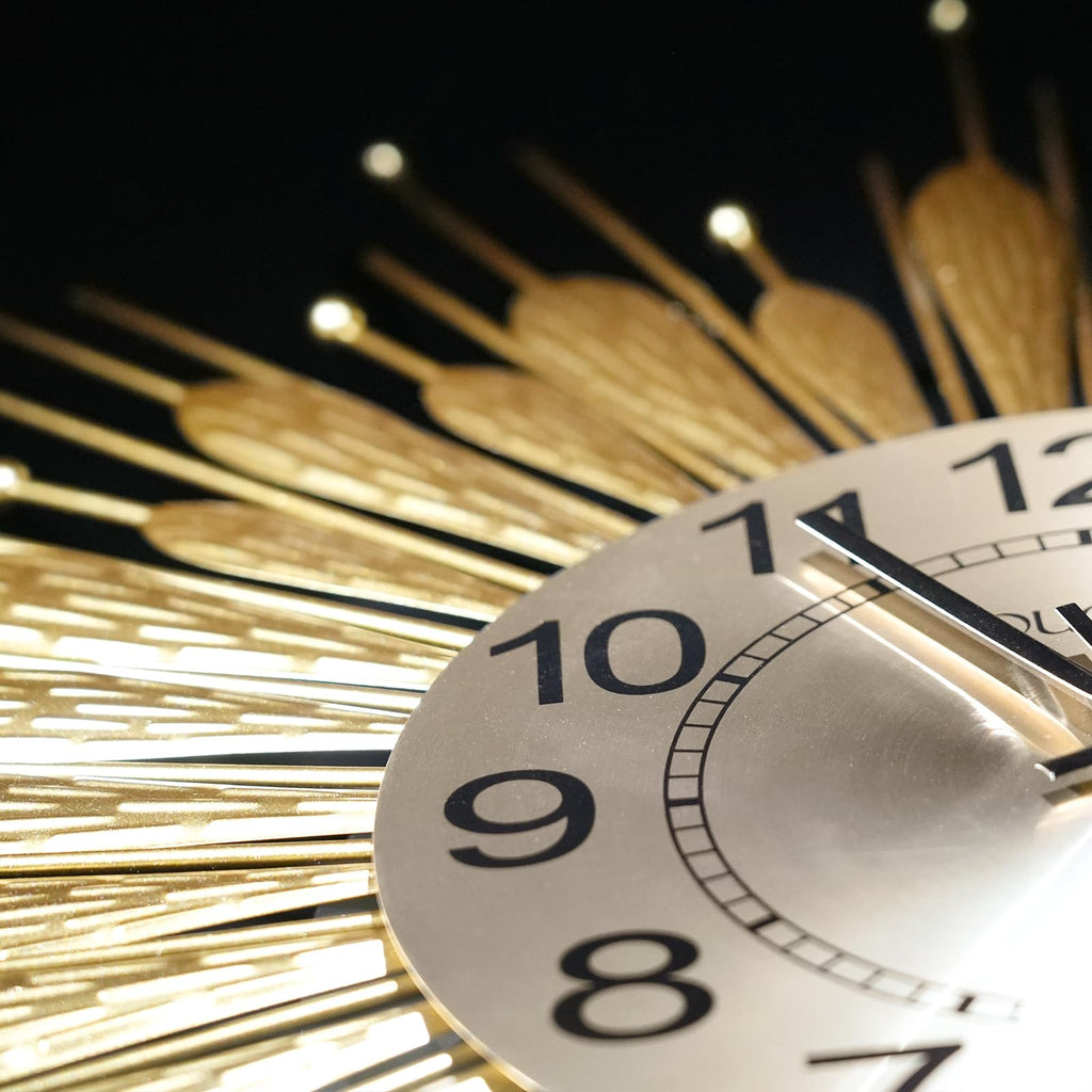 Gold Wall Clock 23 Inch Sunburst, Mid Century Decorative Wall Clocks
