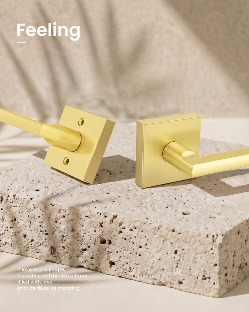 Gold Closet Door Handles, Zinc Alloy Passage Door Handles, 3 Pack