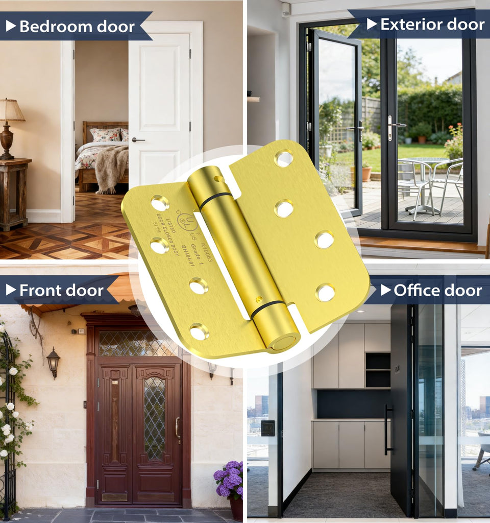 4 Inch Self Closing Door Hinges, 4-Pack Spring Loaded Door Hinges