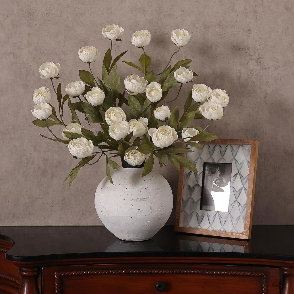 27" Artificial Peony Silk Flower Stems for Vase Decor(Cream) - Set of 6
