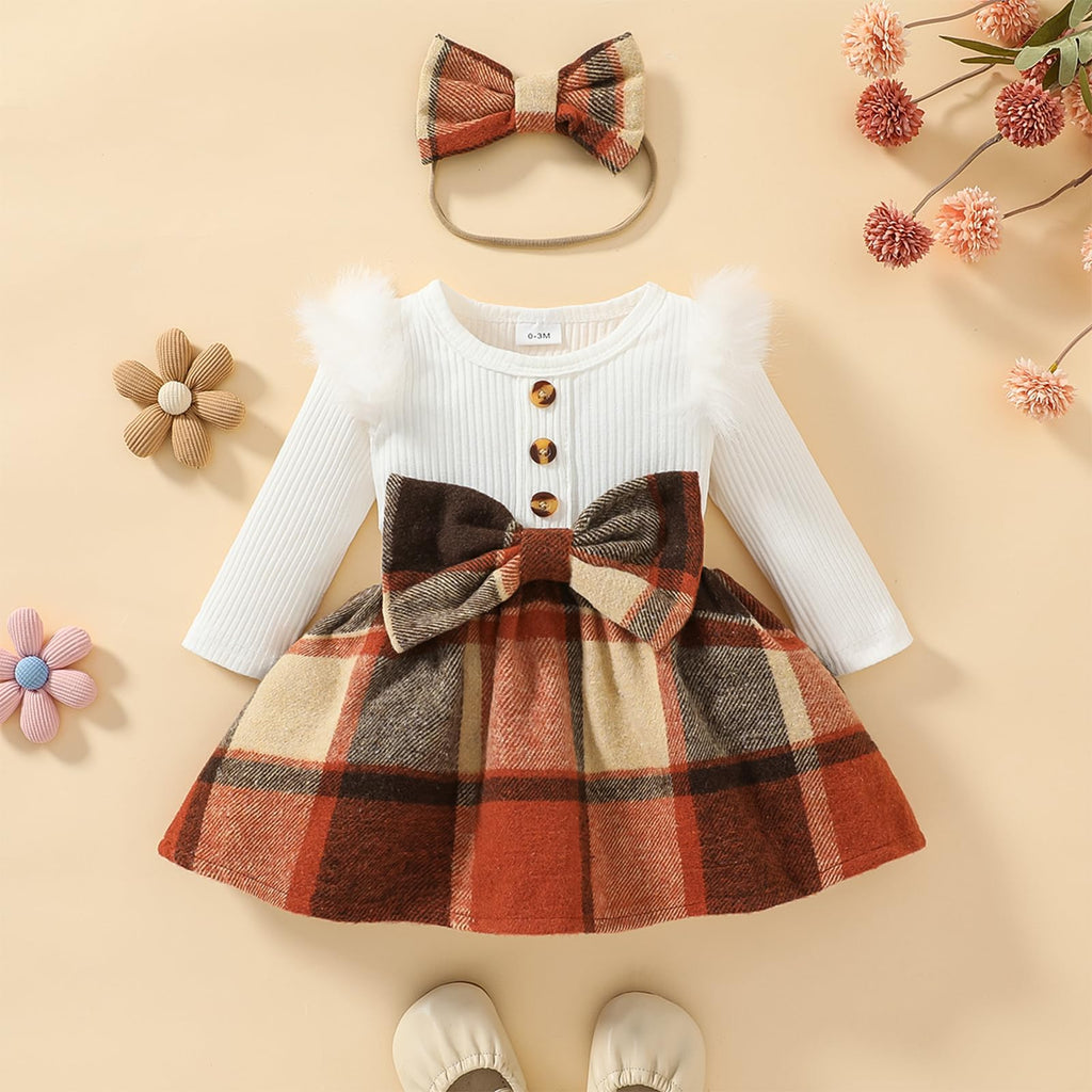 Toddler Baby Girl Plaid Dress Fall Winter Outfits
