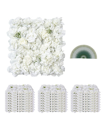 3D Flower Wall Panel, 24 PCS 15 x 15 inch, Artificial Floral Wall Background Mesh Backing Mat, Seamless Design&Easy