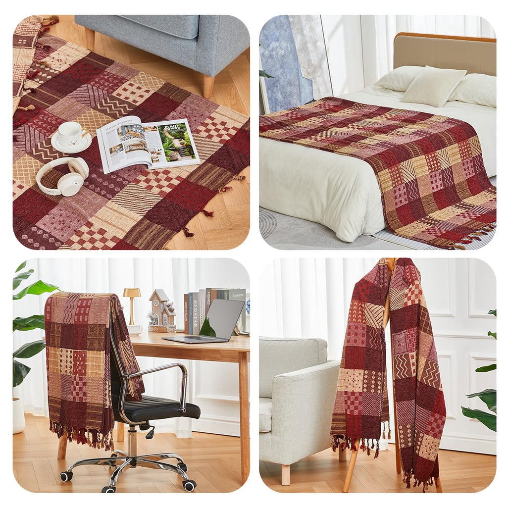 Boho Throw Blanket, Throw Blankets for Couch Bed (L, 86 x 102 in)