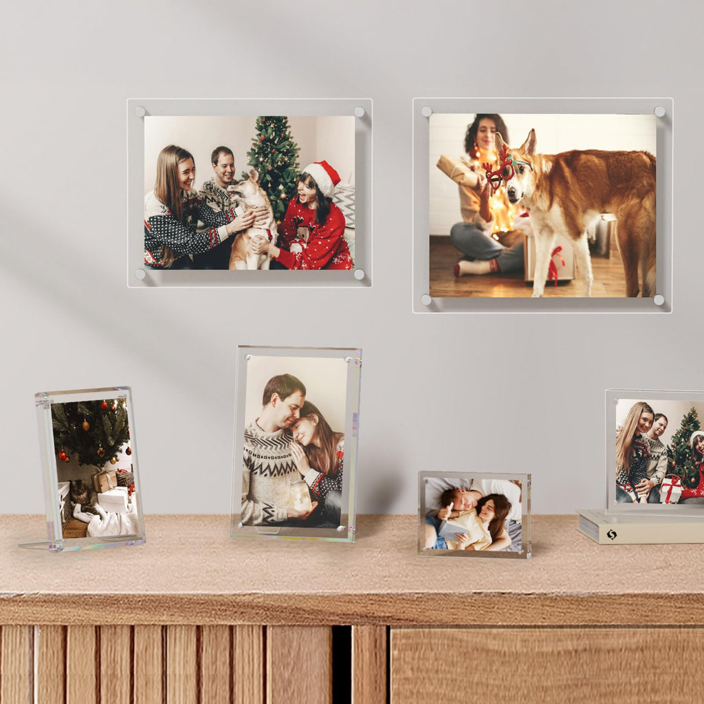 5x7 Acrylic Picture Frame with Magnets, Floating Photo Frames 4 Packs