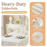 Textured Table Cloth for Rectangle Table, Heavy Duty Farmhouse Tablecloth Solid Cotton Linen Waterpr