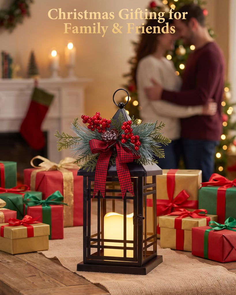 Christmas Candle Lantern Decorations Indoor Outdoor for Porch Decor 15.6"