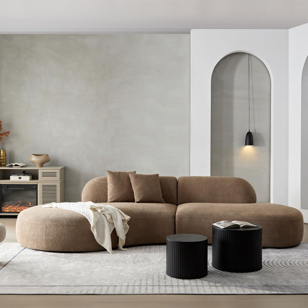 135"Cloud Sofas, Modern Curved Modular Sofa, Boucle Sectional Couches, Oversized Armless Lounge Sofa, Cozy Teddy