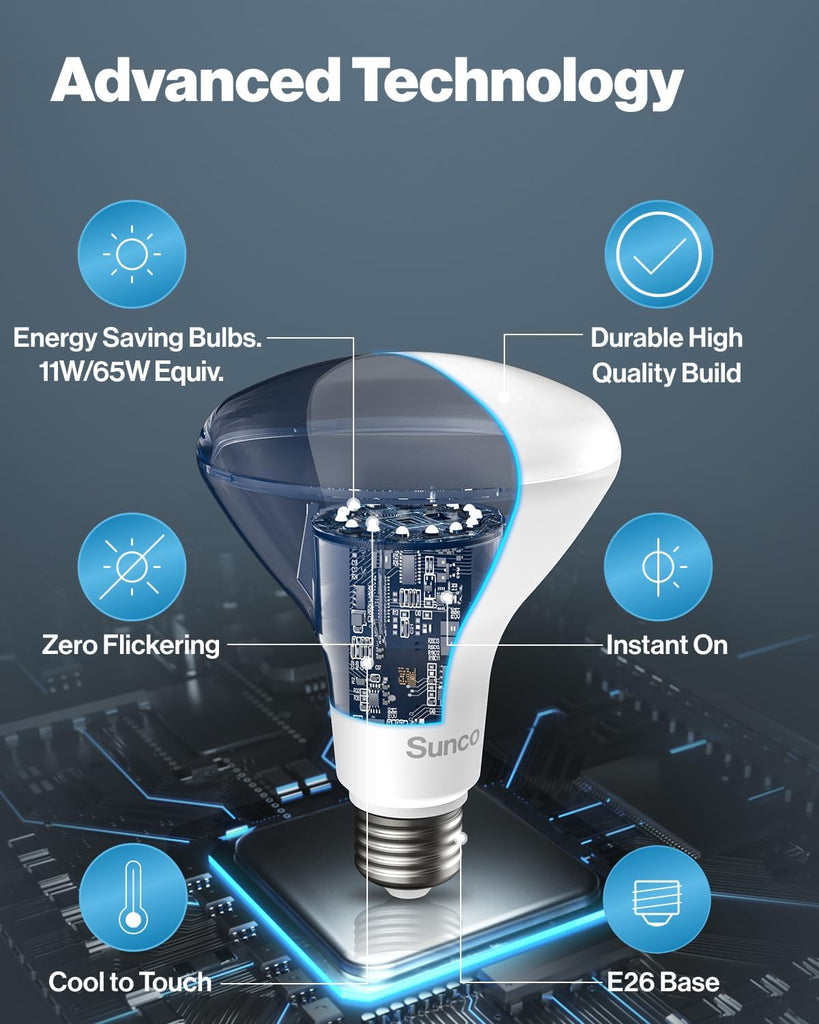 12 Pack BR30 Light Bulbs LED, Recessed Can Light Bulbs, Indoor Flood Bulb, 850 LM, 11W (65W Equivalent), 2700K Soft