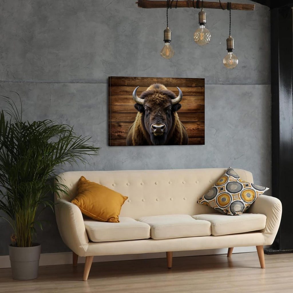 Buffalo Wall Art American Bison Pictures Canvas Wall Decor Rustic Farmhouse Animal Prints Western Wildlife Painting